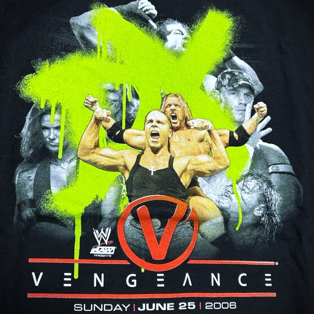 Vengeance 2006 WWE tee shirt Pay-Per-View event promo Lita Edge Cena Flair Orton